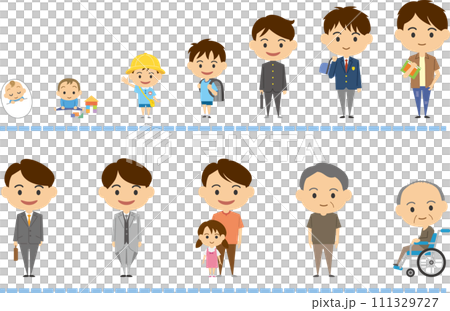 男性の成長過程を表したイメージイラスト 111329727