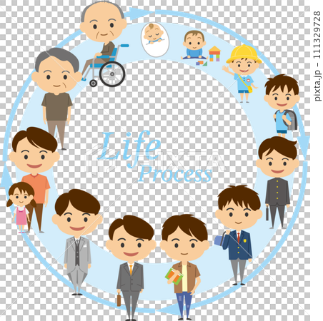 男性の成長過程を表したイメージイラスト 男性の成長過程を表したイメージイラスト 111329728