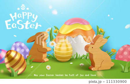 3D colorful Easter poster 111330900