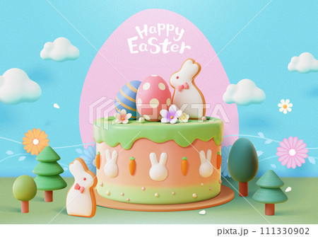 3D Easter cake holiday poster 111330902