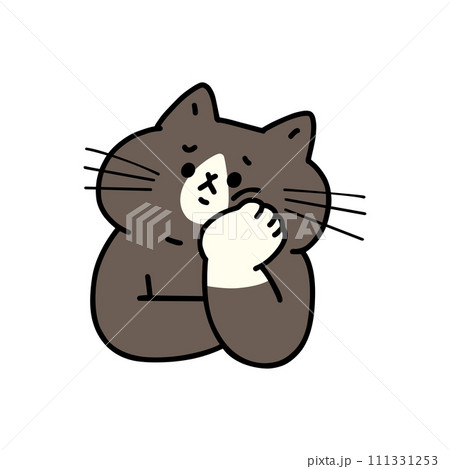 頬杖をついて悩む猫 頬杖をついて悩む猫 111331253
