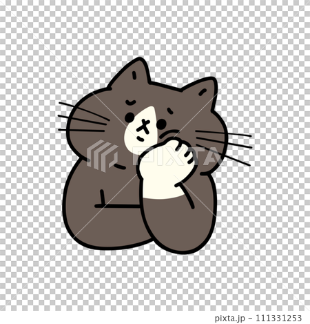 頬杖をついて悩む猫 頬杖をついて悩む猫 111331253