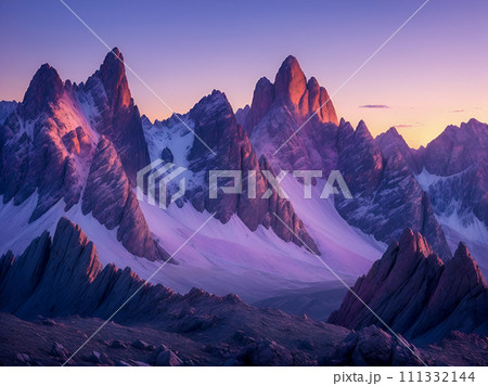 winter landscape of high snowy mountains 111332144