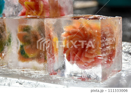 氷に入った色彩豊かな花 氷に入った色彩豊かな花 111333006