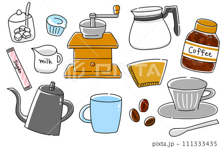 ゆるめシンプルコーヒーセット　ベタ塗り 111333435
