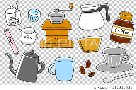 ゆるめシンプルコーヒーセット　ベタ塗り 111333435