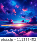 雲に覆われた幻想的な夜空 111333452
