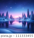 湖面に反射する森 111333455