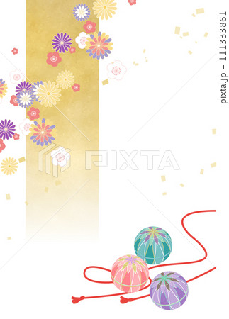 手毬と花の新春イメージイラスト 111333861