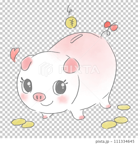 可愛いピンクのブタさんの貯金箱 可愛いピンクのブタさんの貯金箱 111334645