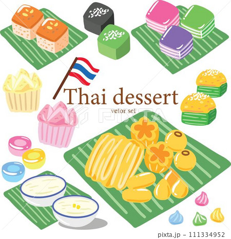 Thai dessert vector set  Thailand cuisine Thai dessert vector set  Thailand cuisine 111334952