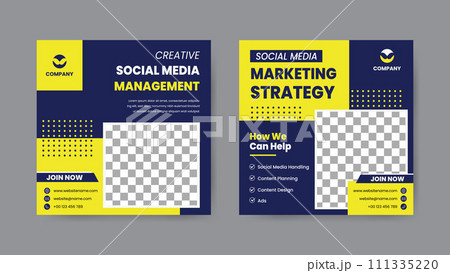 Set of digital marketing strategy social media post template. Square banner design background. Set of digital marketing strategy social media post template. Square banner design background. 111335220