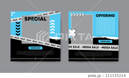 Collection of trendy sale discount social media post templates. Square banner design background. 111335224