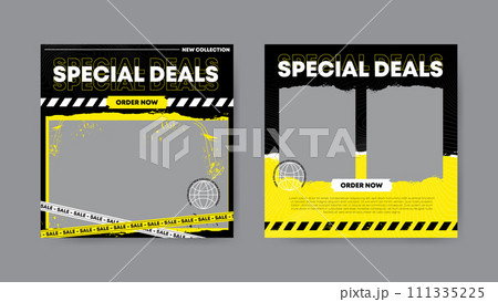 Collection of trendy sale discount social media post templates. Square banner design background. 111335225