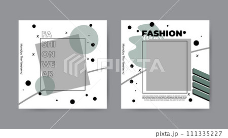 Collection of trendy sale discount social media post templates. Square banner design background. 111335227