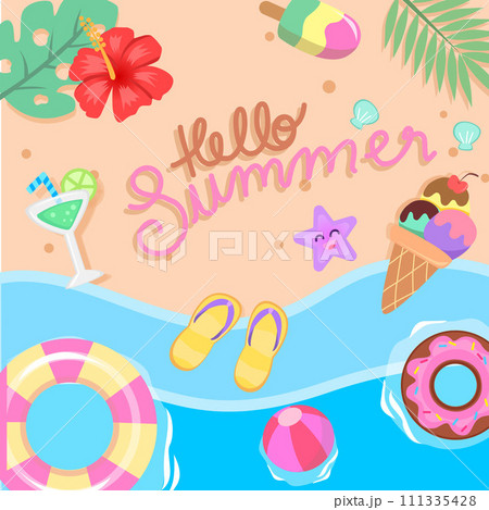 Summer fun cute vector set for hot season  111335428