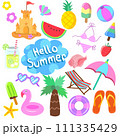 Summer fun cute vector set for hot season  111335429