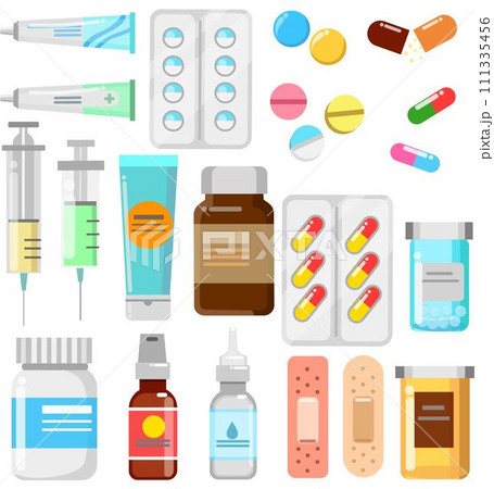 Medical Medicines pills vector set Medical Medicines pills vector set 111335456