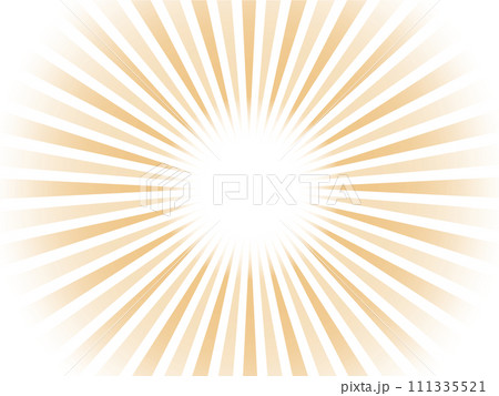 うっすらカラフルに輝く太陽光線イメージの集中線背景素材_オレンジ 111335521
