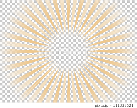うっすらカラフルに輝く太陽光線イメージの集中線背景素材_オレンジ 111335521