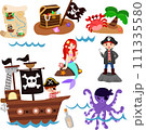 Pirates cartoon vector set  decorations for school  111335580