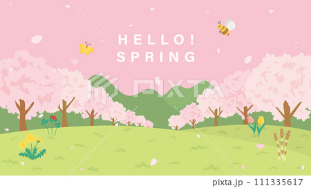 桜並木 春の風景(フルHD 16:9サイズ) 桜並木 春の風景(フルHD 16:9サイズ) 111335617