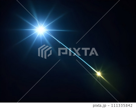 lens flare and rays of light isolated on black background. Generative AI lens flare and rays of light isolated on black background. Generative AI 111335842