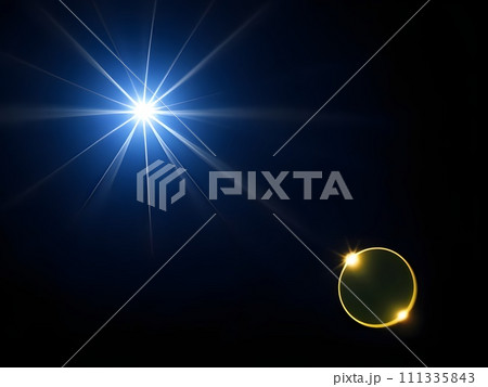 lens flare and rays of light isolated on black background. Generative AI lens flare and rays of light isolated on black background. Generative AI 111335843