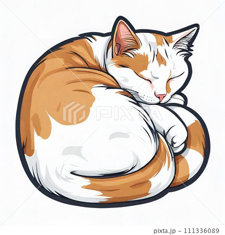 丸まって眠る三毛猫【AI生成】 111336089