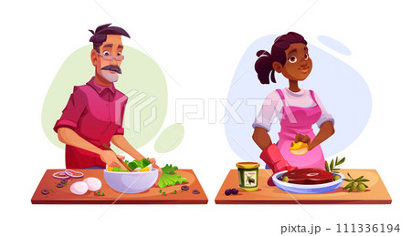 Food cooking process - cartoon vector 111336194