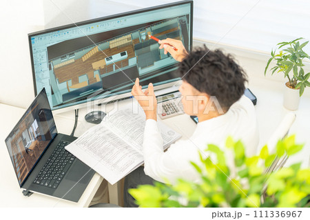 三次元CAD 立体的 3DCG 建築設計 住宅 内観 1人 三次元CAD 立体的 3DCG 建築設計 住宅 内観 1人 111336967