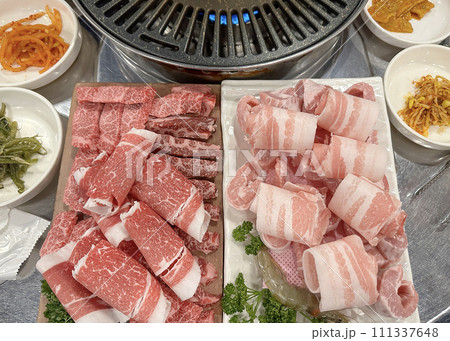 uncooked fresh meat beef and pork uncooked fresh meat beef and pork 111337648