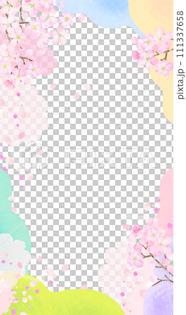 水彩の桜とカラフルな背景イラスト 水彩の桜とカラフルな背景イラスト 111337658
