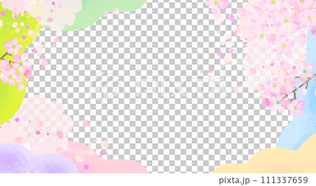 水彩の桜とカラフルな背景イラスト 水彩の桜とカラフルな背景イラスト 111337659