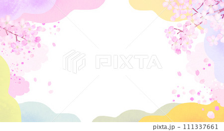 水彩の桜とカラフルな背景イラスト 水彩の桜とカラフルな背景イラスト 111337661