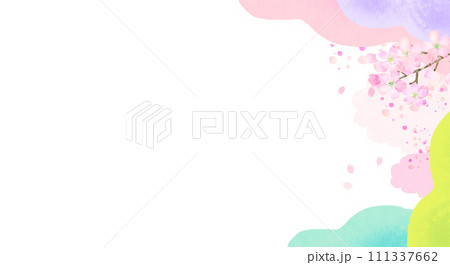 水彩の桜とカラフルな背景イラスト 水彩の桜とカラフルな背景イラスト 111337662