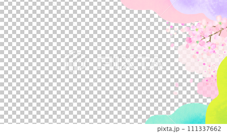 水彩の桜とカラフルな背景イラスト 水彩の桜とカラフルな背景イラスト 111337662