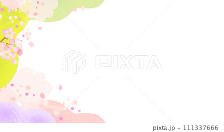 水彩の桜とカラフルな背景イラスト 水彩の桜とカラフルな背景イラスト 111337666