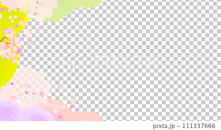 水彩の桜とカラフルな背景イラスト 水彩の桜とカラフルな背景イラスト 111337666