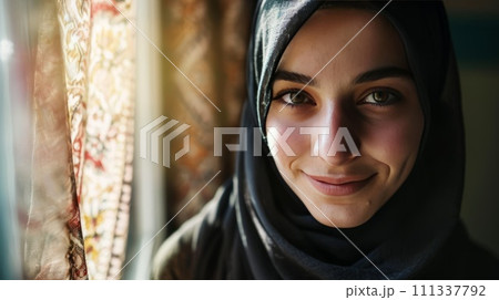 Beautiful Arab young woman wearing traditional arabic clothing. Islam religious concept. 111337792