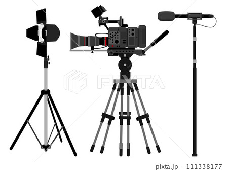 映画撮影用カメラと照明とマイク 111338177