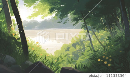 夏の背景と緑の葉の境界 No.008 AI生成画像 夏の背景と緑の葉の境界 No.008 AI生成画像 111338364