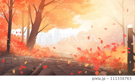 秋の自然公園の背景 No.005　AI生成画像 111338763