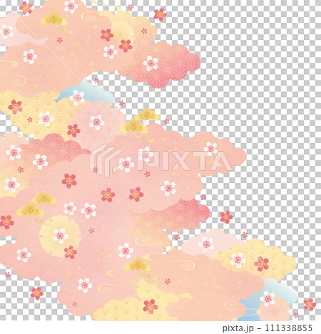 Background material-Japanese pattern cherry blossoms 2024-1 111338855
