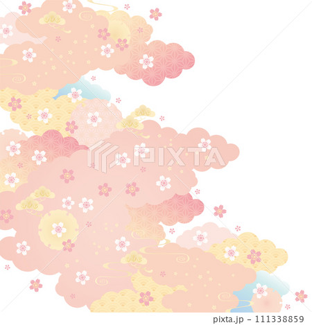 背景素材-和柄桜2024-1ベク 111338859
