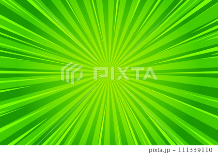 Starburst cartoon comic background. Pop art pattern with radial rays effect. Vector sun light green wallpaper with halftone. Abstract anime explosion. Vintage manga backdrop 111339110