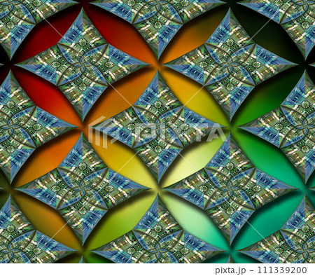3D pattern background tile with embossed color abstract fractal art  111339200