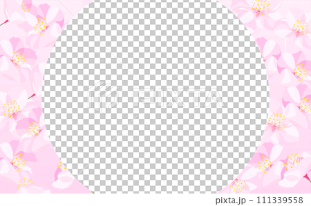 Circular spring frame with copy space of simple and stylish cherry blossom petals in full bloom that can be used as background or title Circular spring frame with copy space of simple and stylish cherry blossom petals in full bloom that can be used as background or title 111339558