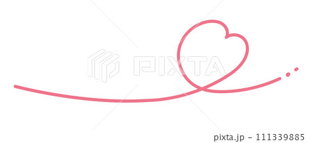 手書きの長い線のくるんとしたハートのイラスト素材 111339885