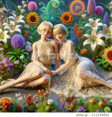 額絵　少女たちと花園　ファンタジー 額絵 少女たちと花園 ファンタジー Girls | Arquet